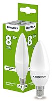 Лампа светодиодная   8Вт E14 C35 4000К свеча (упак-100шт) GENERICA          