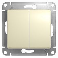 Выключатель с/у GLOSSA 2кл бежевый, механизм IP20 10А (упак-20шт) SchE          