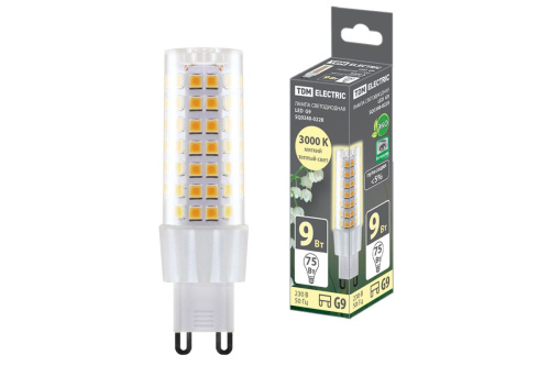 Лампа светодиодная  9Вт G9 230В 3000К, SMD, 21,5x70,5 мм ТДМ                                        
