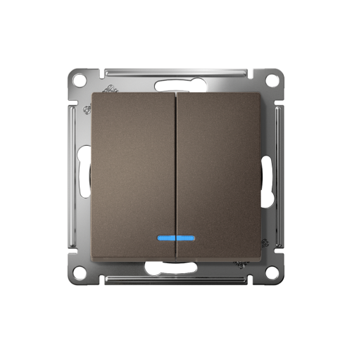 Выключатель с/у AtlasDesign 2кл мокко, механизм IP20 10А с инд. (упак-10шт) SchE                                         фото 2                    