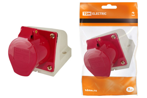 Розетка 125 стационарная 3Р+РЕ+N 32А 380В IP44 ТДМ (аналог ИЕК арт PSR12-032-5)                                        