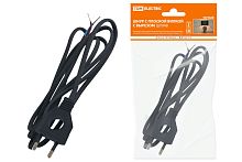 Шнур с плоской вилкой с вырезом ШУ04 ШВВП 2х0,75мм2 1,7 м. черный ТДМ          