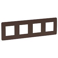 Рамка Unica Studio  4-постовая, шоколад/белый SchE          