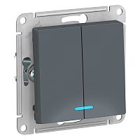 Выключатель с/у AtlasDesign 2кл грифель, механизм IP20 10А с инд. (упак-10шт) SchE          