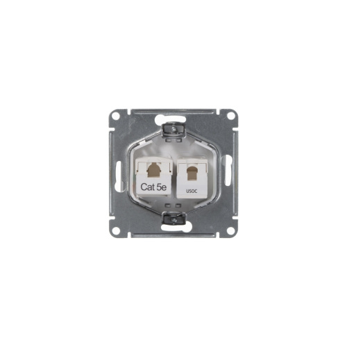 Розетка с/у GLOSSA RJ11+RJ45 2м белый механизм кат.5E (телеф.+комп.) (упак-10шт) SchE                                         фото 2                    