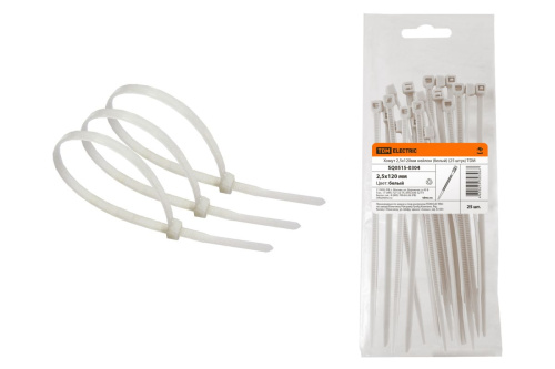 Хомут 2,5х120мм нейлон (белый) (25 штук) ТДМ                                        