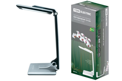 Светильник светодиодный настольный СH-360, 10Вт, складной, сенсор-диммер, 220В, 5300К Хром ТДМ                                        