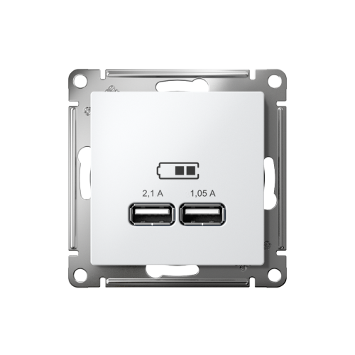 Розетка с/у AtlasDesign USB 1м белый механизм 5В, 1 порт х 2,1А, 2 порта х 1,05А  SchE                                         фото 2                    