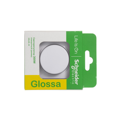 Диммер с/у GLOSSA белый в сборе 300Вт светорегулятор поворотный (упак-2шт) SchE (нов арт GSL000123)                                         фото 5                    