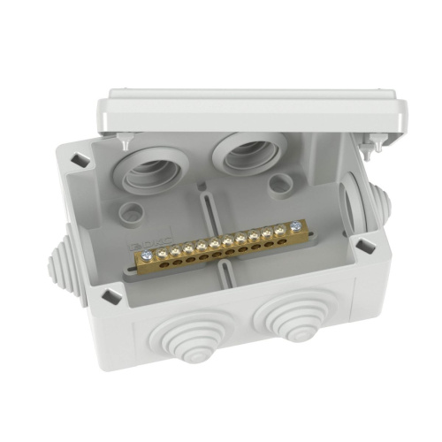 Коробка уравнивания потенциалов, 10 зажимов, 6 вводов д.25мм, 120х80х50мм, IP55                                        