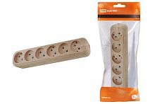 Колодка розеточная 6 гнезд 2П б/з 10А 250В "Эко" (сосна) ТДМ          