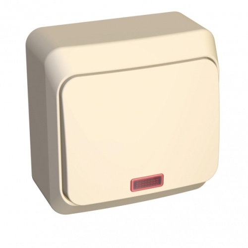 Выключатель о/у Этюд 1кл кремовый IP20 10А с инд. (упак-25шт) SchE                                         фото 3                    