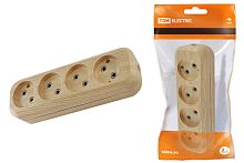 Колодка розеточная 4 гнезда 2П б/з 10А 250В "Эко" (сосна) ТДМ          