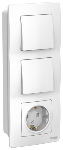 Блок с/у Бланка Розетка 1м с/з с з/ш 16А + Выкл. 1кл + Выкл. 1кл белый IP20 (упак-3 шт) SchE                                        