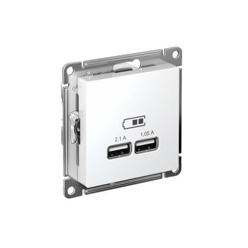 Розетка с/у AtlasDesign USB 1м белый механизм 5В, 1 порт х 2,1А, 2 порта х 1,05А  SchE                                        