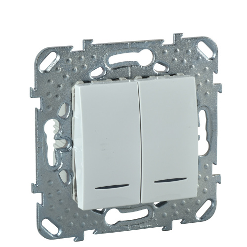 Выключатель с/у Unica 2кл белый IP20 механизм 10АХ 250В 2мод. с инд. (упак-10шт) SchE                                         фото 4                    