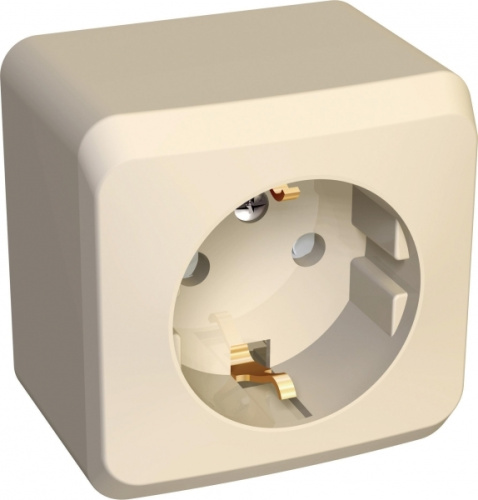 Розетка о/у Этюд 1м с/з с з/ш кремовый IP20 16А (упак-17шт) SchE                                         фото 2                    