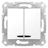 Выключатель с/у Sedna 2кл белый, механизм IP20 10А с инд. (упак-10шт) SchE          