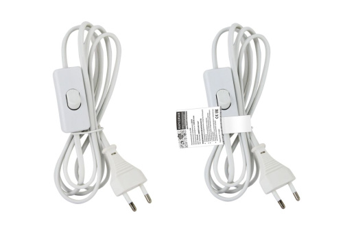 Шнур с выключателем и плоской вилкой "Народный" ШВВП 2х0,5мм2 2м. белый                                        