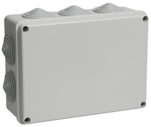 Коробка распаячная для о/п 190х140х70мм IP55 (10 гермовводов) серая ИЭК                                        