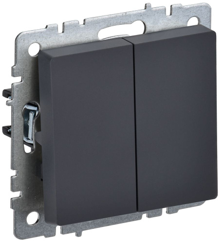 Выключатель с/у BRITE 2кл графит, механизм IP20 10А ИЭК                                        