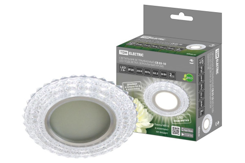 Светильник встраиваемый СВ 03-10 MR16 50Вт G5.3 LED подсветка 3 Вт зеркальный/хромТДМ                                        