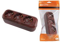 Колодка розеточная 3 гнезда 2П+3 16А 250В "Эко" (бук) ТДМ          