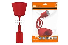 Патрон Е27 пластиковый с подвесом 1 м, красный ТДМ          