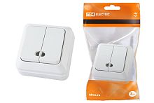 Выключатель о/у Ладога 2кл белый IP20 10А с инд. ТДМ          