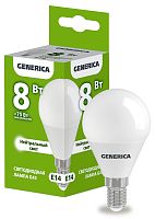 Лампа светодиодная   8Вт E14 G45 4000К шар (упак-100шт) GENERICA          
