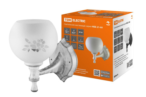 Светильник НББ 21-60-1321 УХЛ4 (белый под серебро, плафон полушар "цветы") ТДМ                                        