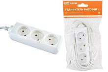 Удлинитель бытовой  У3  3 гнезда, 3метра, без заземления, ПВС 2х0,75 мм2 10А/250В замена SQ1303-1311          