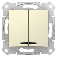 Выключатель с/у Sedna 2кл бежевый, механизм IP20 10А с инд. (упак-10шт) SchE          