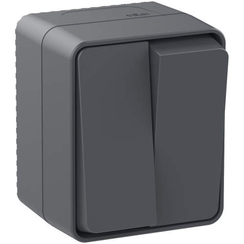 Выключатель о/у AtlasDesign Profi54 2кл антрацит IP54 10А SchE                                         фото 3                    