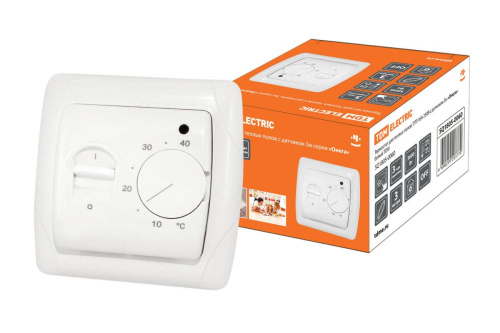 Термостат с/у Онега белый 16А для теплых полов ТТП 250В с датчиком 3м ТДМ                                        