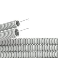 Труба гофрированная ПВХ с зондом 25 (25м) легкая, серый ДКС          