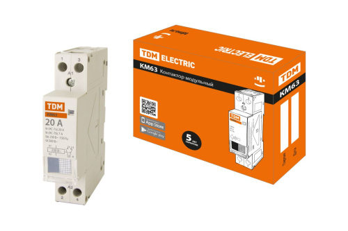 Контактор модульный 2п 20А 1НО 1НЗ КМ63/2-20 ТДМ                                        