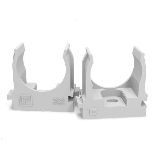 Крепеж-клипса для труб для монтажного пистолета серая в п/э d25 мм (100шт/700шт уп/кор) Промрукав                                        