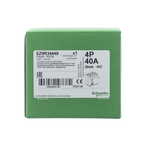 УЗО 4п   40А 30мА Выключатель дифференциальный EASY9 SchE                                         фото 5                    