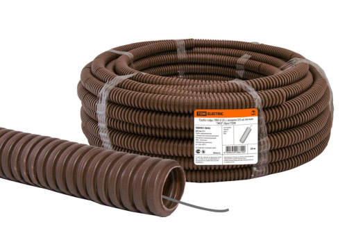 Труба гофрированная ПВХ с зондом 25 (25м) легкая "ЭКО" бук ТДМ                                        