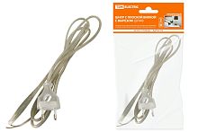 Шнур с плоской вилкой с вырезом ШУ04 ШВВП 2х0,75мм2 1,7 м. прозрачный ТДМ          