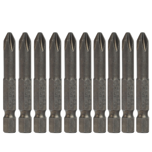 Бита PH2, сталь S2, длина 50 мм, в пластиковом боксе, 10шт PATRIOT                                        