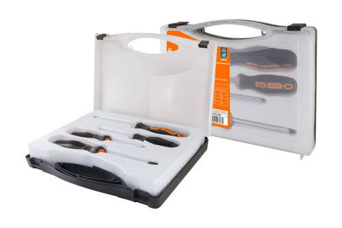 Набор отверток 4 шт.: SL3x75, SL5х100, PH1х75, PH2х100 (пласт. чемодан), CR-V "Алмаз" TDM                                        