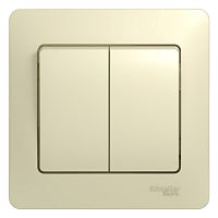 Выключатель с/у GLOSSA 2кл бежевый, в сборе IP20 10А (упак-15шт) SchE          