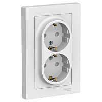 Розетка с/у AtlasDesign 2м с/з с з/ш белый IP20 в сборе 16А (упак-10шт) SchE          