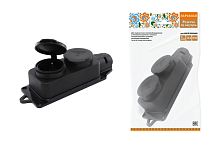 Розетка двухместная с заглушками каучук 2Р+РЕ 16А 250В IP44 серии "Народная" ТДМ          