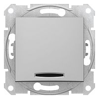 Выключатель с/у Sedna 1кл алюминий IP20 механизм 10А с инд. (упак-10шт) SchE          