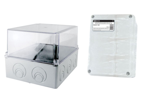 Коробка распаячная ОП 240х195х165мм, проз. кр, IP55, мон. плата, каб. ввод d28-3 шт., d37-2 шт., ТДМ                                        