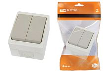 Выключатель о/у Вуокса 2кл серый IP54 10А ТДМ          