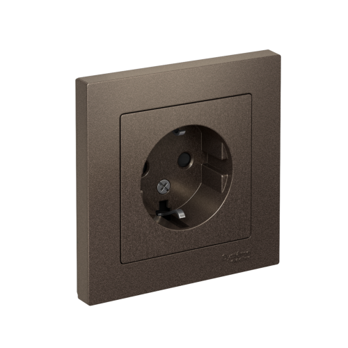 Розетка с/у AtlasDesign 1м с/з с з/ш мокко IP20 в сборе 16А (упак-10шт) SchE                                        